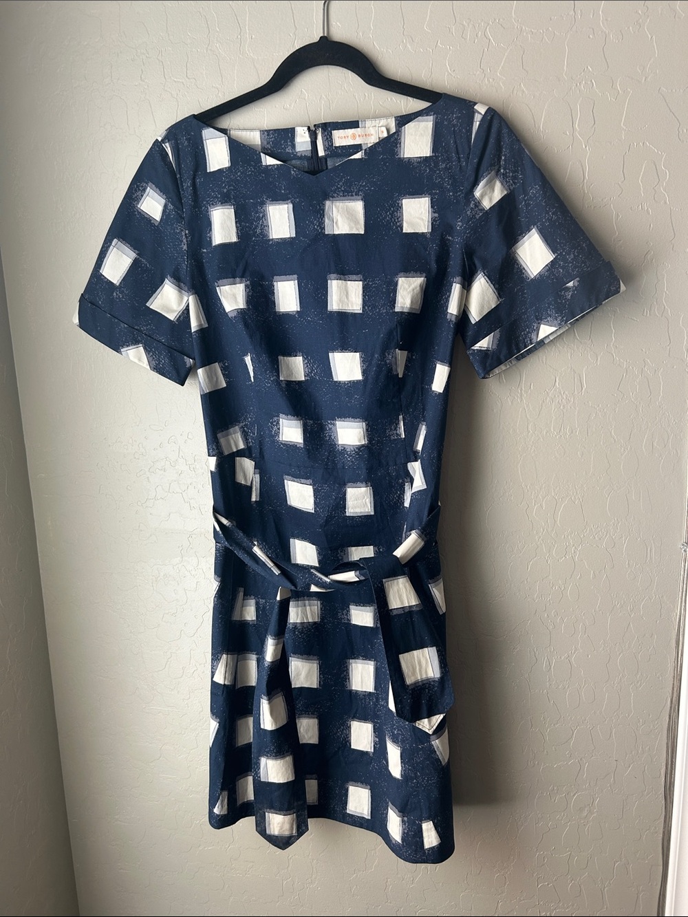 Tory Burch Navy And White Poplin Dress